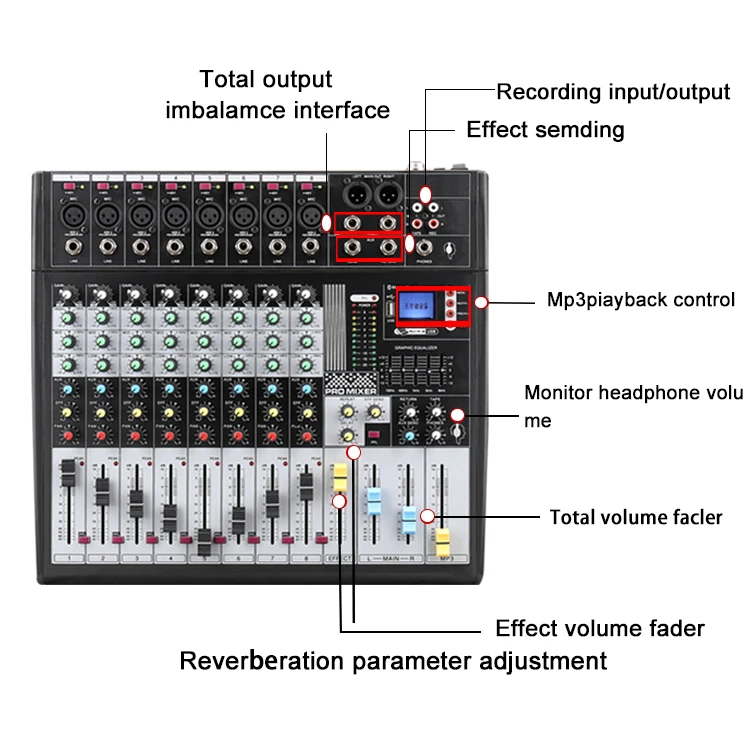 New Design Music Equipment Studio Professional Audio Mixer 8channel Dj ...