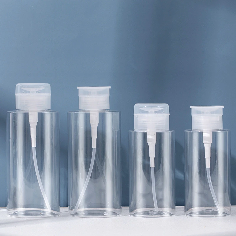 PET Plastic Eye Makeup Remover Bottle Empty 200ml Cosmetic Toner Nail Polish Makeup Remover Bottle With Pressure Pump