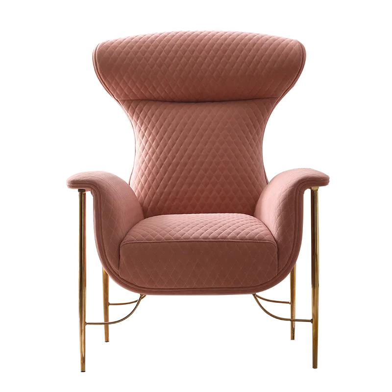 Fashion Modern Luxury Accent Chair Living Room Leisure Pink Velvet