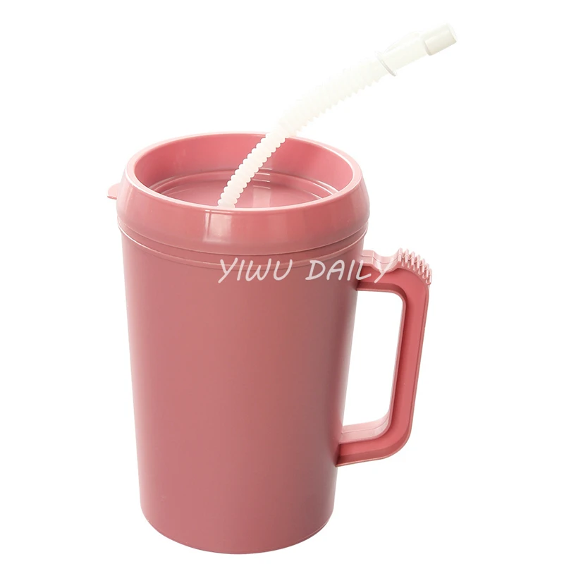 Новое поступление виниловый магазин двойная стена ПП пластик 34 унции твердая кружка-тракер с ручкой крышки соломенная чашка цвет на