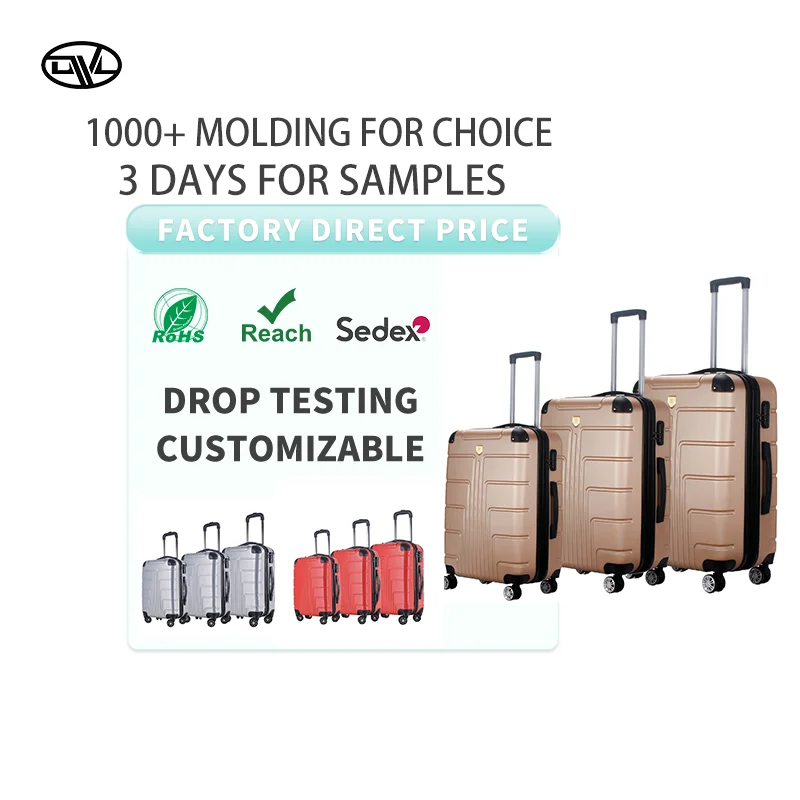 Durable Lightweight ABS PC 3-Piece Luggage Set Stylish Suitcases with Protective Corners & Custom Logo for Travel Bag Packaging