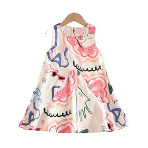 Kids Clothes Wholesale Children Clothes Children's Clothing Artistic Graffiti Girl Skirt Cotton Princess Girl Dress