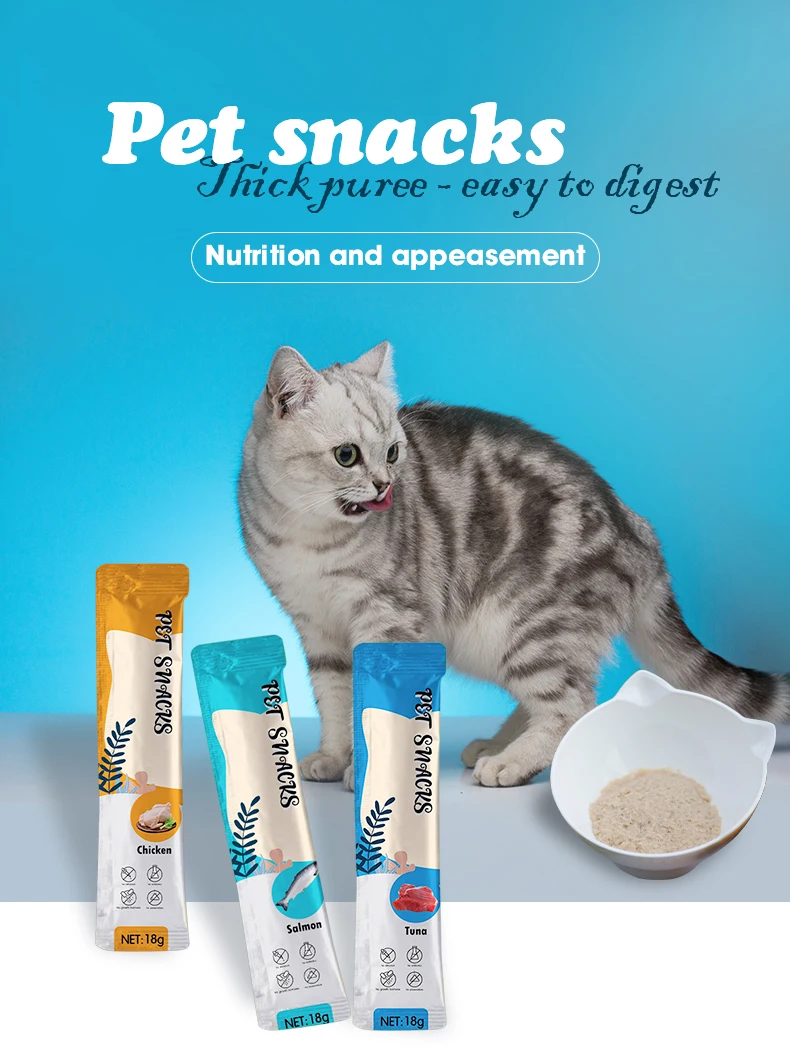 Oem Odm Factory Hot Selling 18 Grams Chicken Flavor Pet Snacks Cat Wet