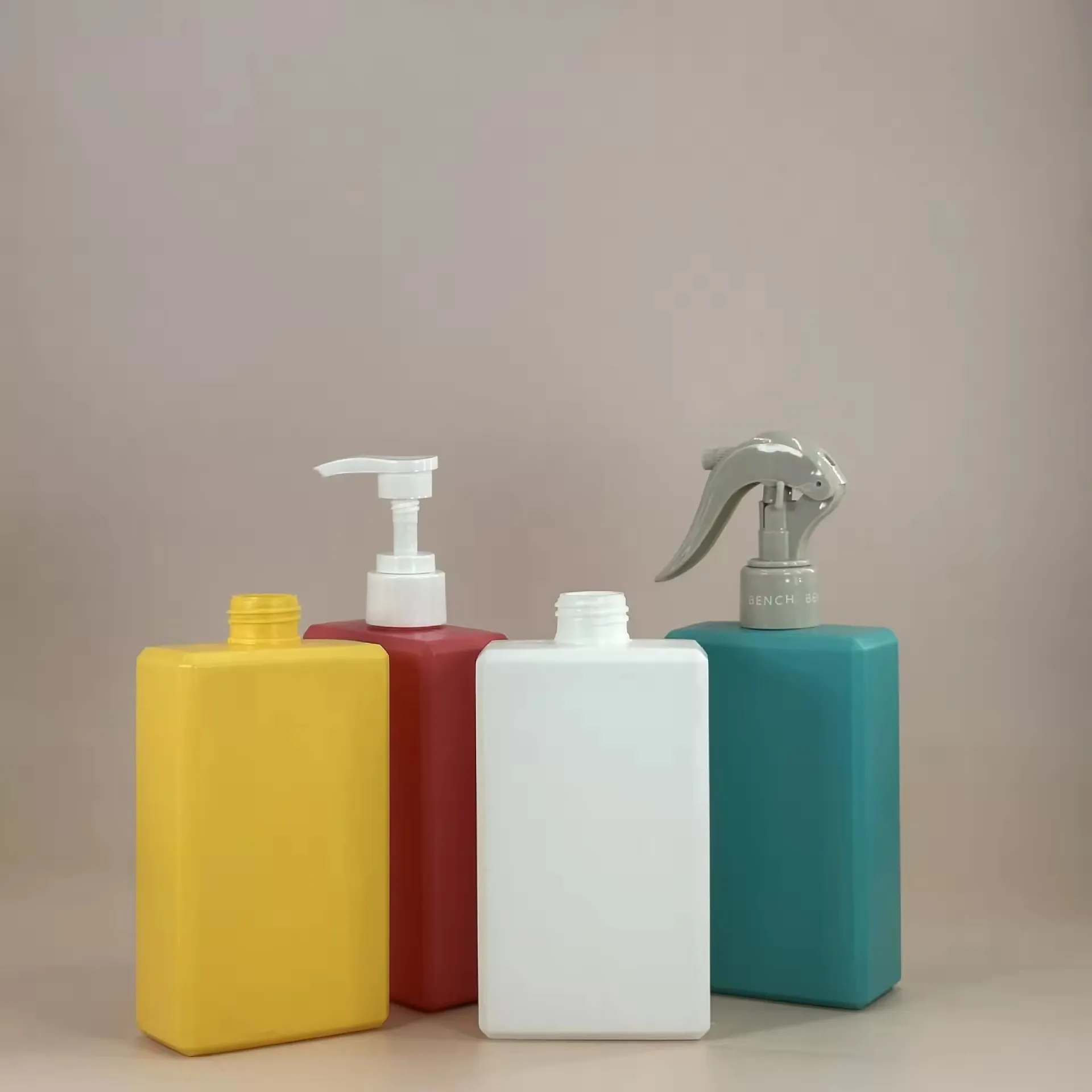 High Quality 250ml 300ml HDPE Soft Touch Empty Square Skincare Packaging Plastic Shampoo Body Wash Shower Gel Lotion Bottles