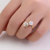 Or 14 carats + diamant de laboratoire D VS1 de 1,1 ct + moissanite champagne de 2 ct