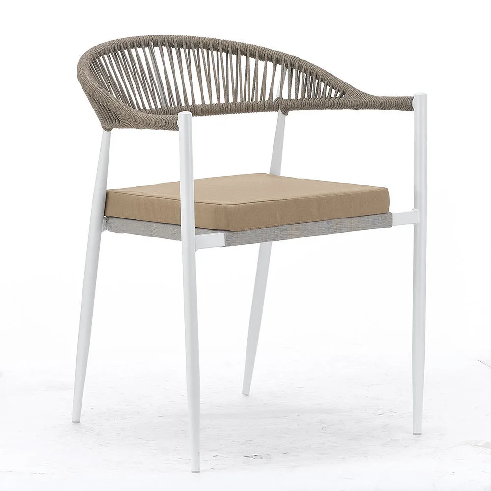 product high quality wicker rattan outdoor dining chair steel frame waterproof cushion stackable patio furniture-2