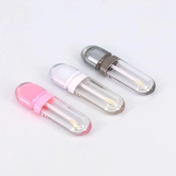 Hot selling 7ml liquid lipstick tube white top clear lip gloss container Customize your own brand clear flat lip color tube