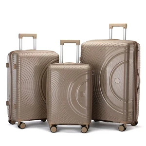 Fashion Plastic Customized Large Case Luggage Set PP 4-Wheel Spinner Simple Classic Durable Design Business