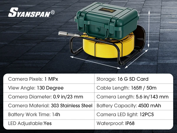 9Inch Drain Pipe Inspection Sewer Camera  512 HZ Self Leveling Industrial Endoscope 23 mm Head Sewer Camera Pipe with Locator factory