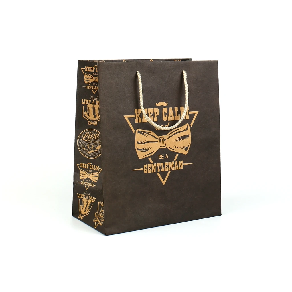Sacchetto personalizzato Jinayon in carta kraft marrone di alta qualità con logo personalizzato, stampa a caldo, verniciatura spot UV e carta riciclabile per imballaggio