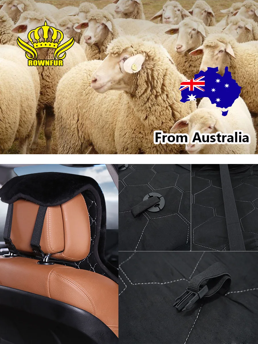 Schapenvacht Stoelhoezen, Strak Ontwerp Authentieke Australische Full Size Autostoel Pad Zachte Lange Wol Warme Stoel Kussenhoes Winterbeschermer Universele Fi
