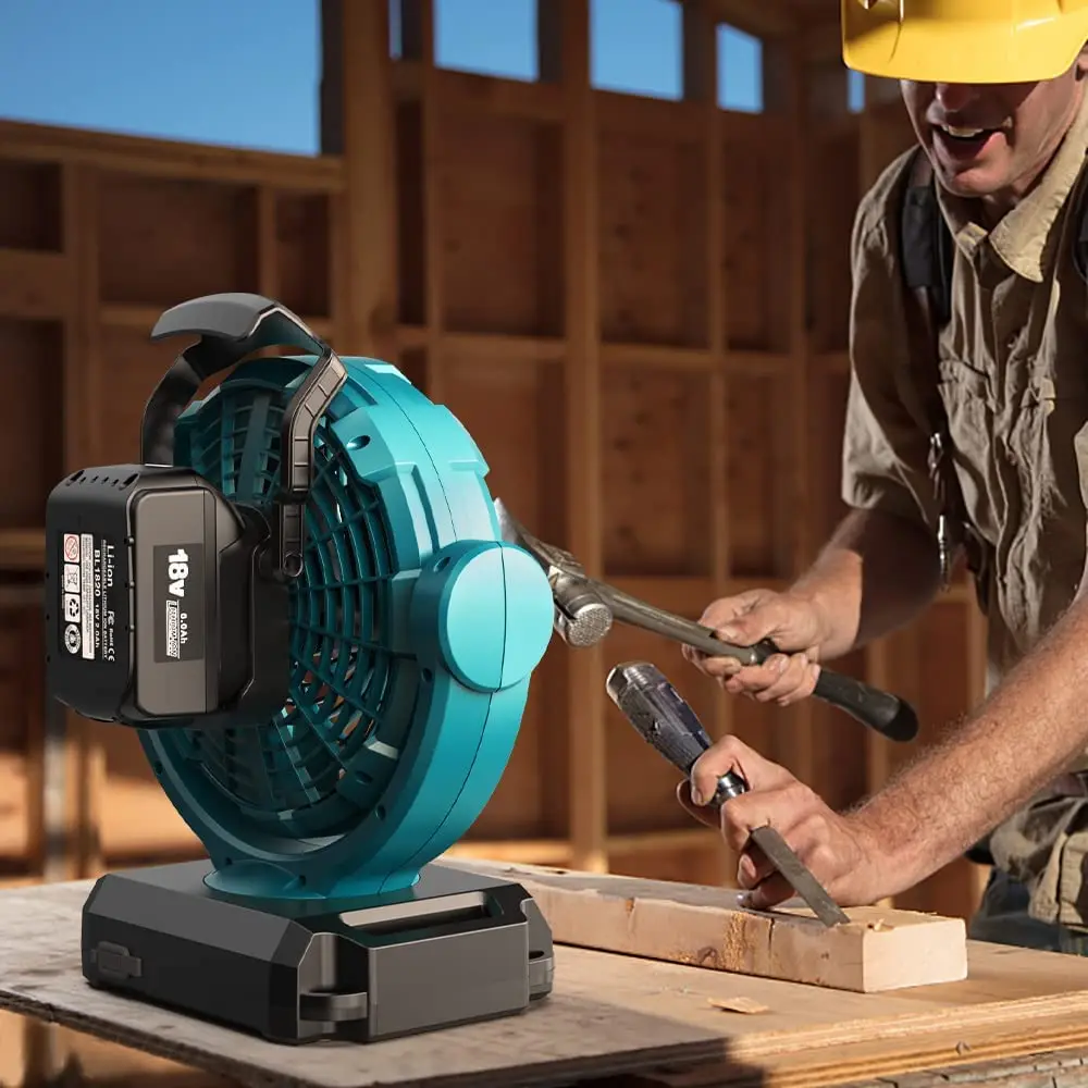 Portable Cordless Fan with LED Lantern for Makita/Bosch/Dewalt/Milwaukee/ Black&Decker/Craftsman 18V Lithium Battery