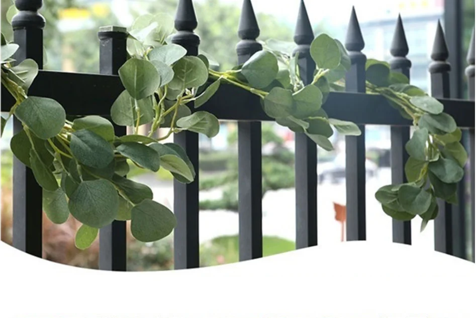 Artificial Eucalyptus Garland Greenery Silk Eucalyptus Leaves Vines Faux Plants Decoration For Wedding Garden Decor