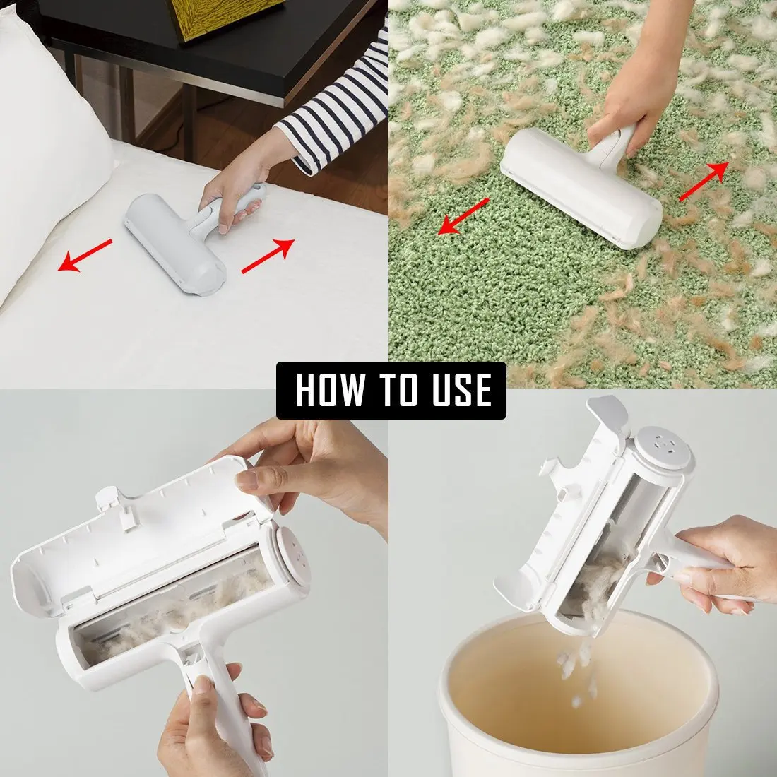 CPHUSA Roller Pet Hair Remover - Reusable Lint Roller For Furniture, Car Seats & Clothes (No Tape, No Batteries)