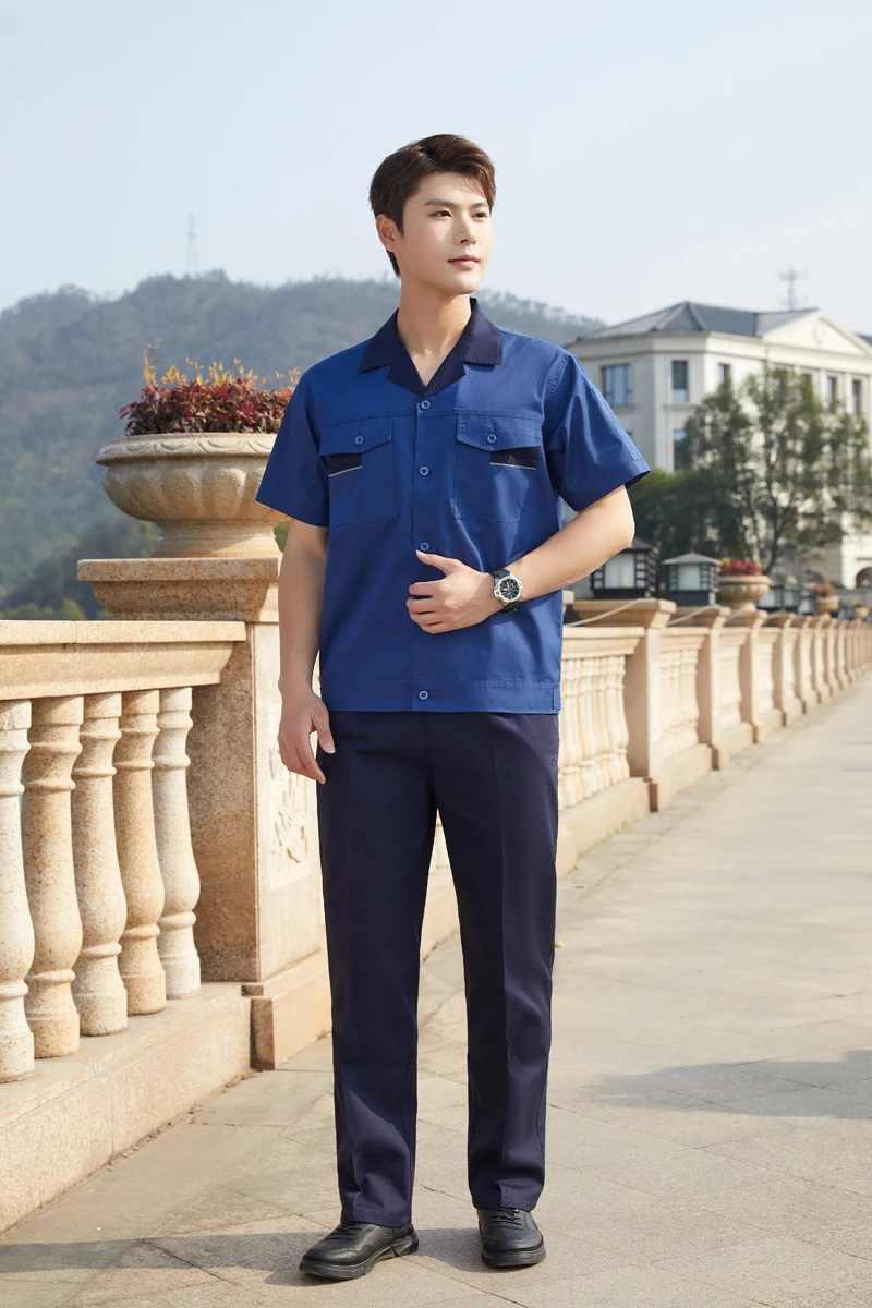 Summer workwear set men thin long short-sleeved site workshop labor protection construction engineer