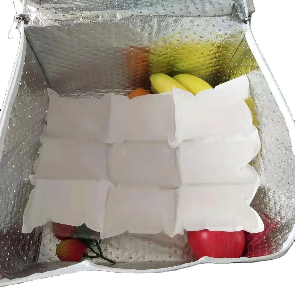 9 Cells dry ice pack Sheet food grade Reusable cooling gel pad for frozen food shipping with multi cubes Fabric