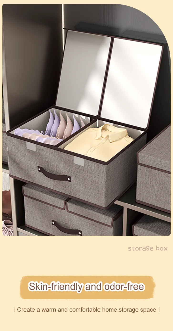 Cotton and Linen Clothes Storage Box,bed Finishing Basket,underwear Storage Box,household Underwear Box Clean and Comfortable details