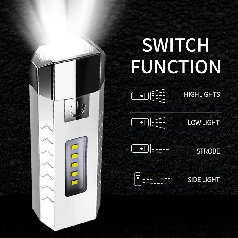 Waterproof Outdoor Mini USB Rechargeable LED COB Flashlight Light Camping Working Emergency Flashlight With Power Bank supplier