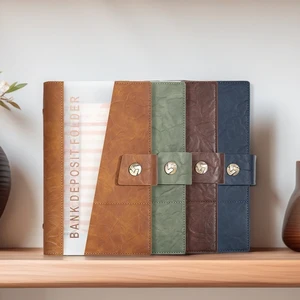 Customized Log A6 Loose-leaf Binder Genuine Leather Bill Card Storage Books Envelope Savings Binder Bank Deposit Folder