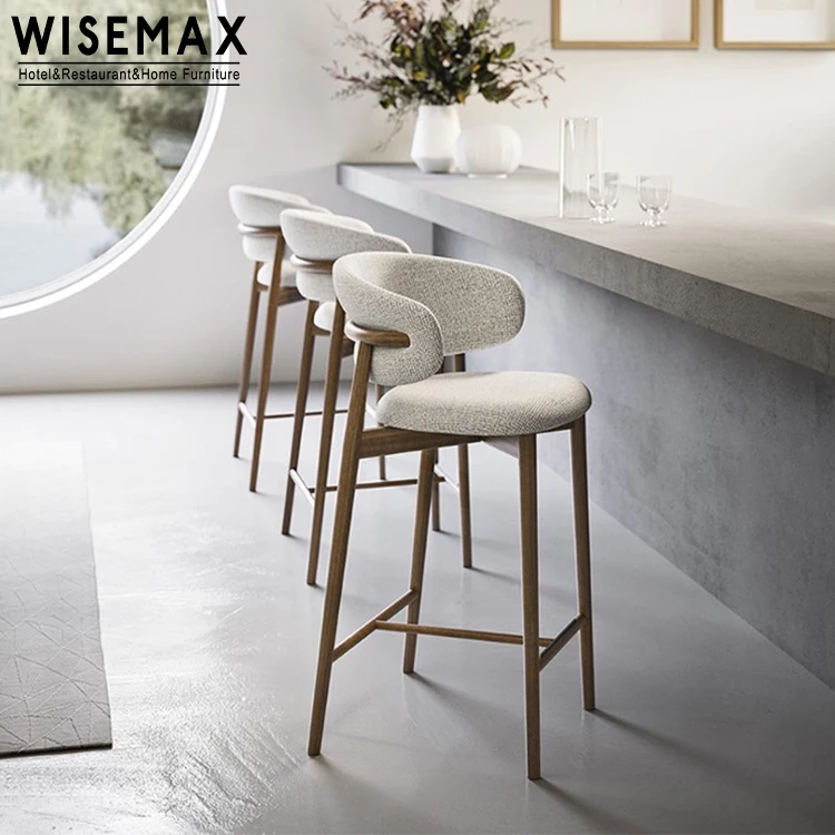 Wisemax Furniture Nordic Bar Furniture Solid Wood Frame Bar Stool Withe