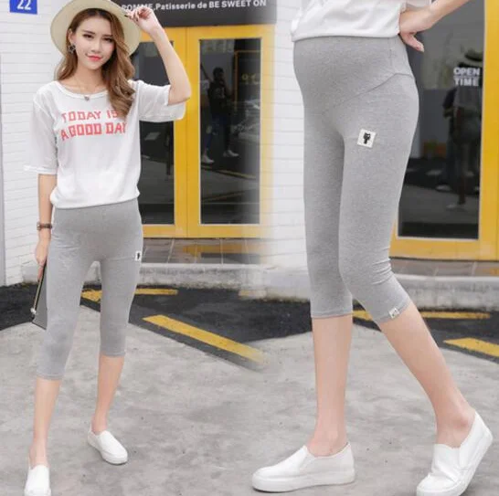 Maternity clothes maternity pants, cropped trousers, stomach lift pants leggings adjustable Korean version of maternity