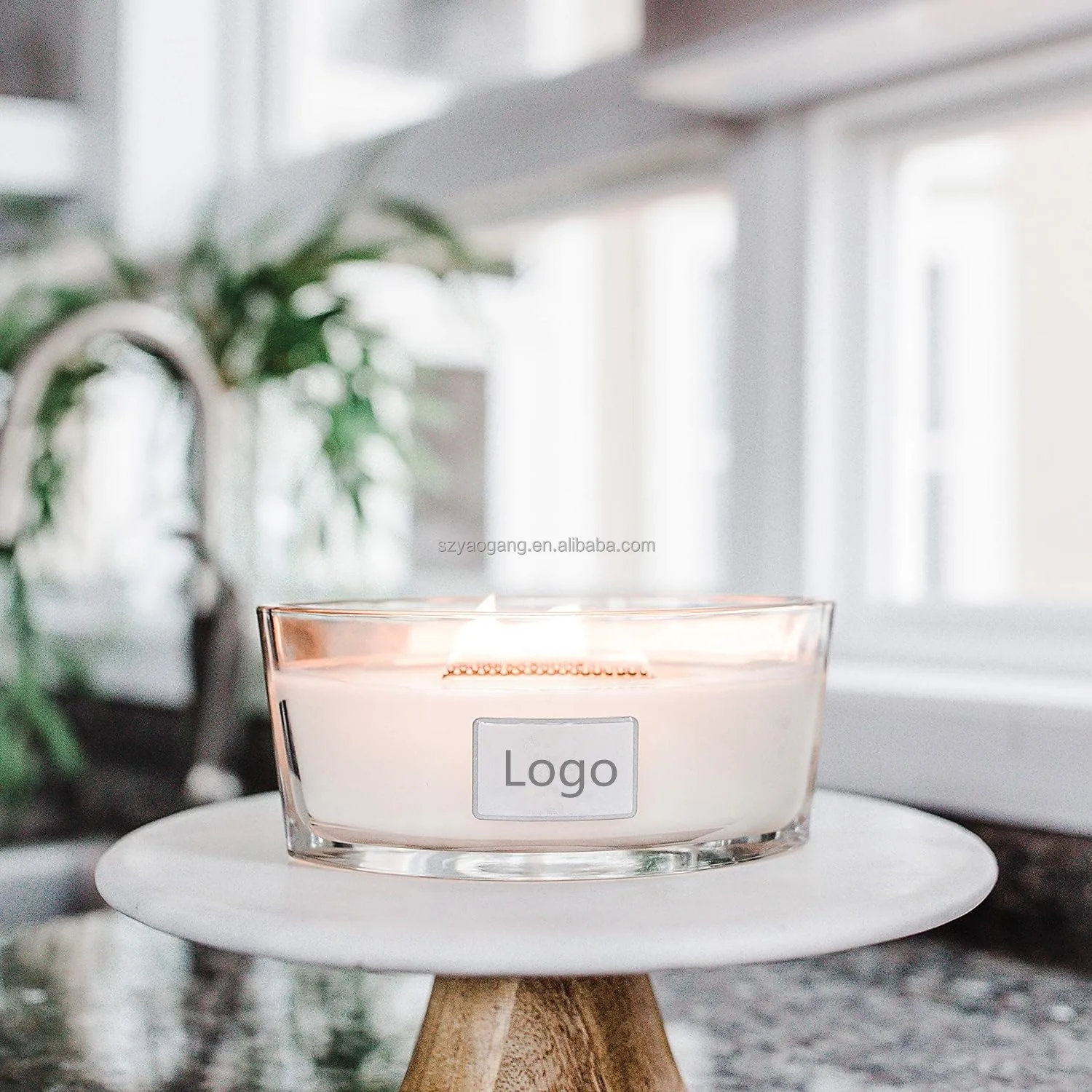 Customised Luxury Aromatherapy Boat Glass Candle Jar With Wooden Wicks