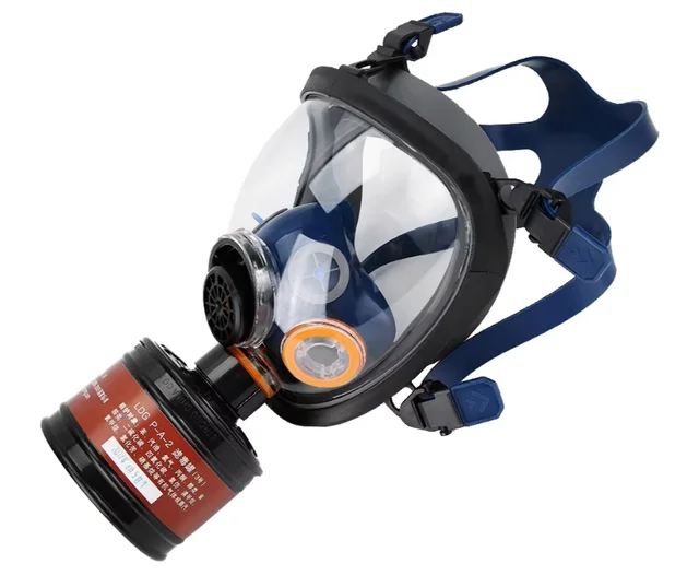 Full Face Silicone Respirator Reusable with Self-Priming Filter and Dustproof Breathing Cartridges Gas Mask Included
