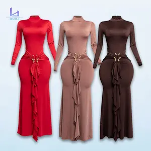 Huili Manufacturer Oem High Quality Designer Elegant Modest Maxi Bodycon Dresses Womens Long Skinny Stretch Custom Dresses