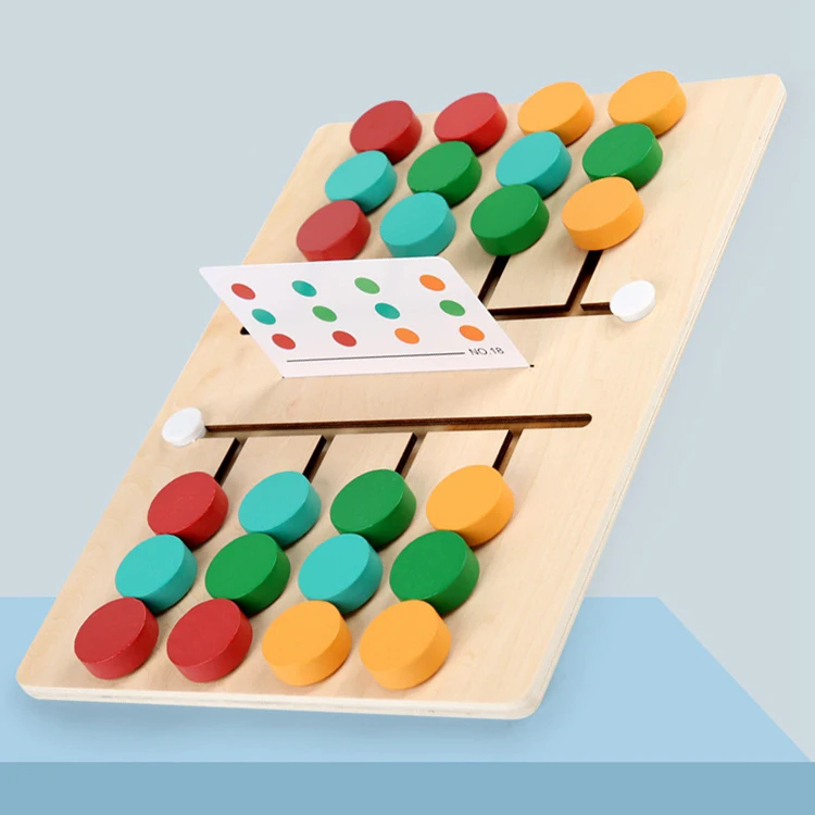 QINGTANG Wooden Four Color Puzzle Game Toys Color Sorting Matching Game for Kids Learning