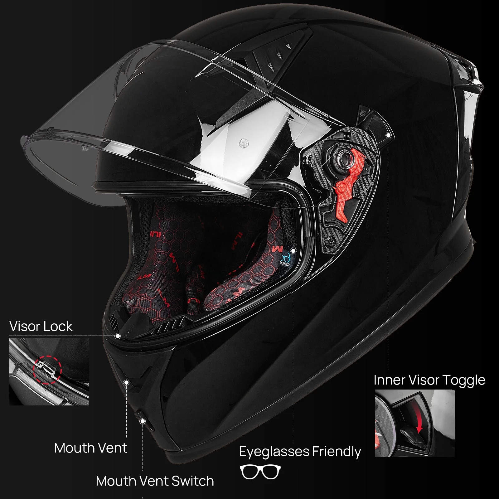 AGV k1 Mサイズ (57-58) 艶ありブラック ピンロック互換のクリア