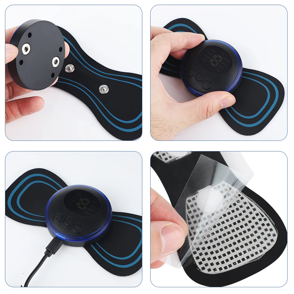 Portable EMS Mini Electric Neck Back Massager Cervical Massage Patch Stimulator, Size: Battery Models