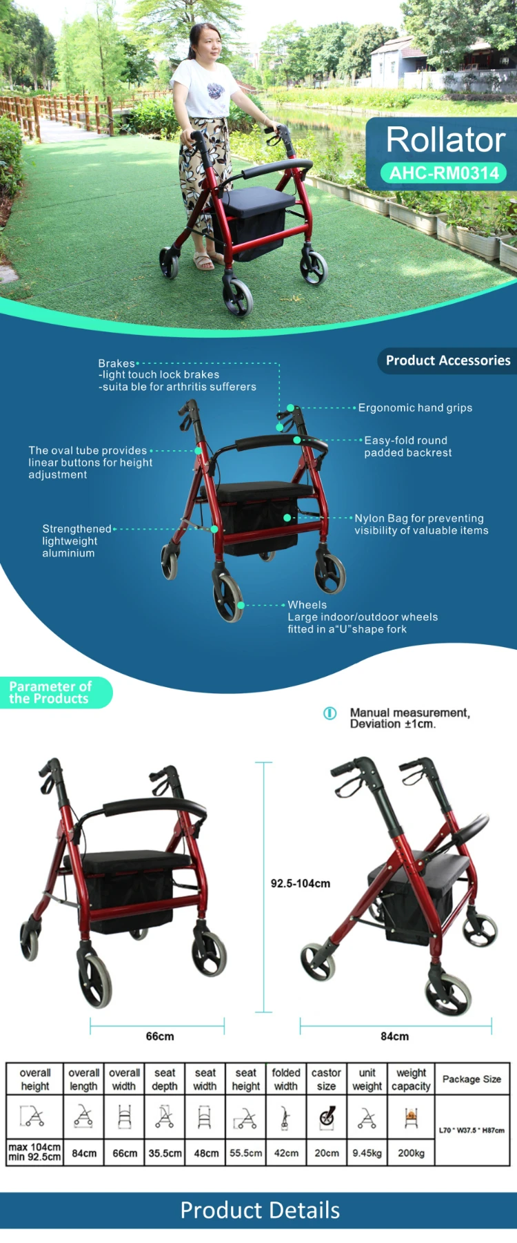 4 Wheels Heavy Duty Rollator Walker Medicare Buy Rollator Walker