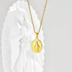 High Quality Women's Charm Necklace Stainless Steel Gold Plated Religious Jewelry Pendant Necklaces Daily Waer