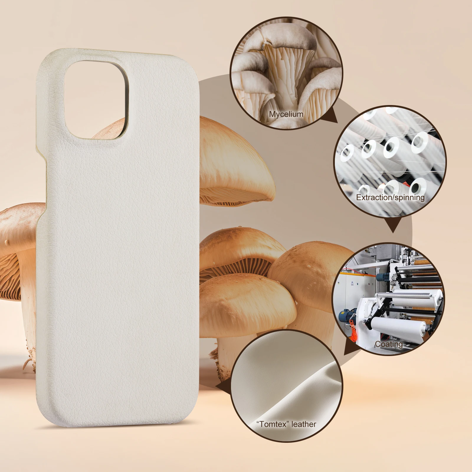 Degradable Sustainable Compostable Natural Antibacterial Mycelium Eco Friendly iPhone Phone Case for Iphone 15 Pro Max Cases