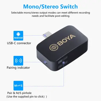BOYA Wireless Lavalier Microphone BY-M1V2 Dual Channel Wireless Microphones for Cameras  Smartphone Cordless Clip on Lapel Mic detail image