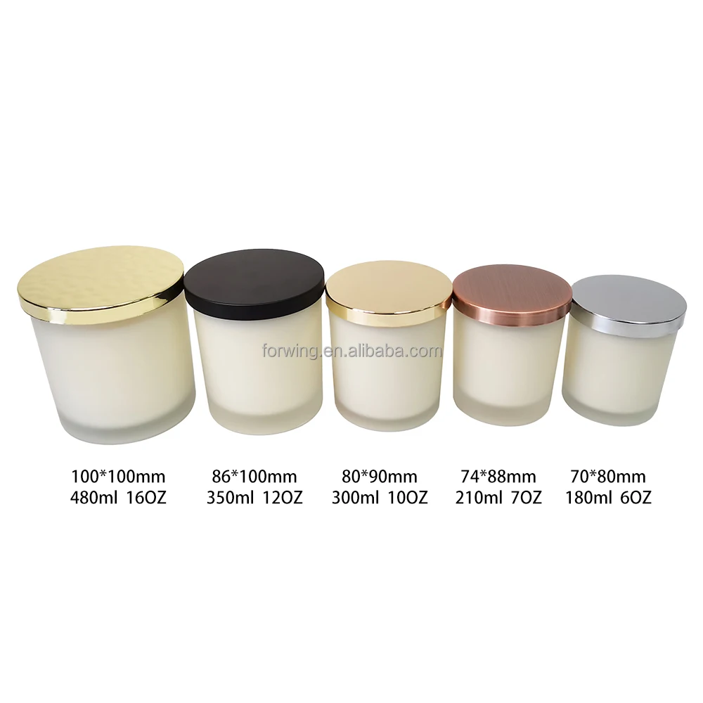 Luxury frosted glass candle jar container candle jars with metal lid for candle making details