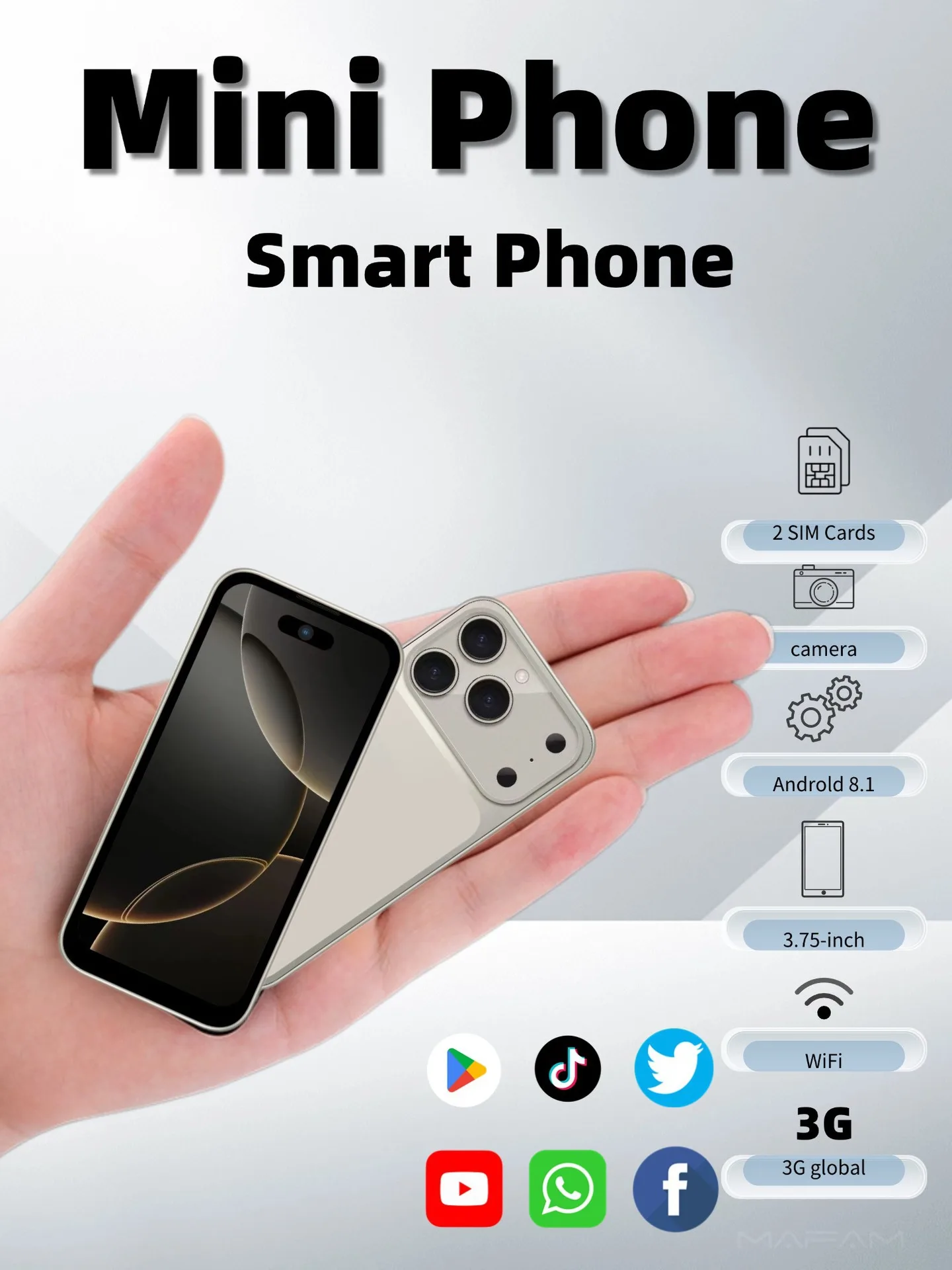 New Hot 17promax Mini 4.0 Inch Smartphone Small-screen Quad Core