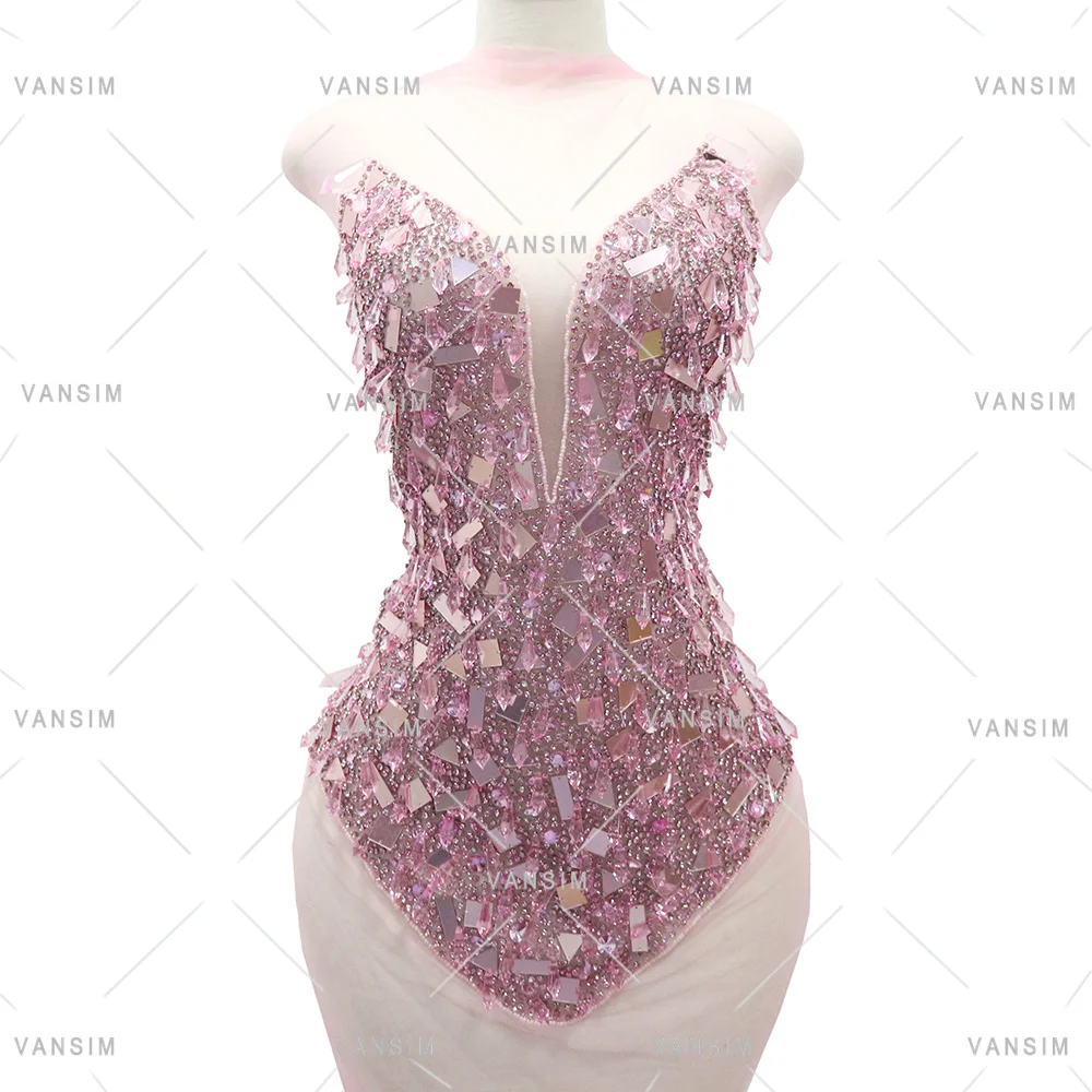 Mirror Acrylic with Drop Stone Gold Bodice Applique Handmade Rhinestone Applique Bridal With Icicle for Evening Dresses
