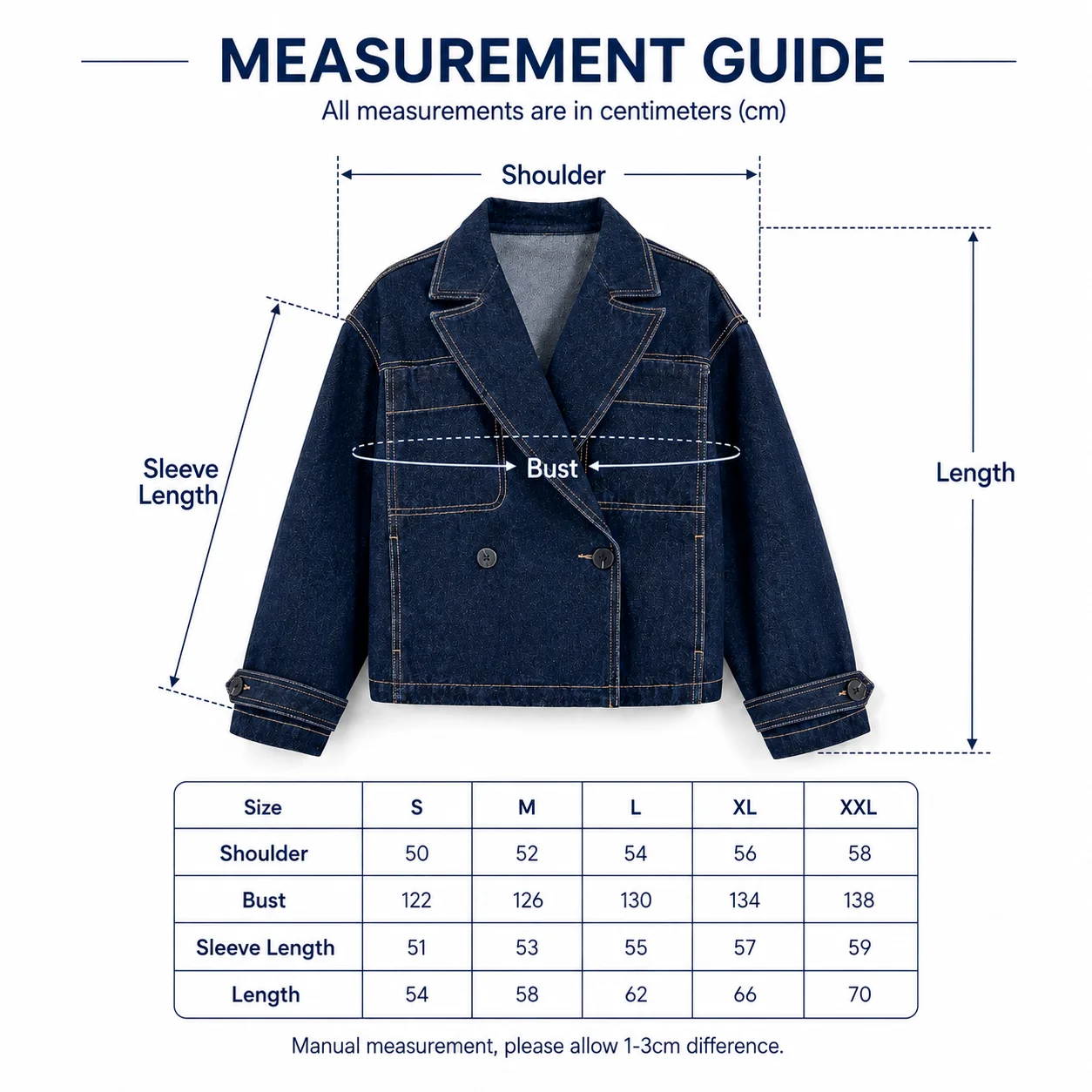 Oversized Denim Blazer Jacket Premium Dark Wash Classic Casual Denim Jacket