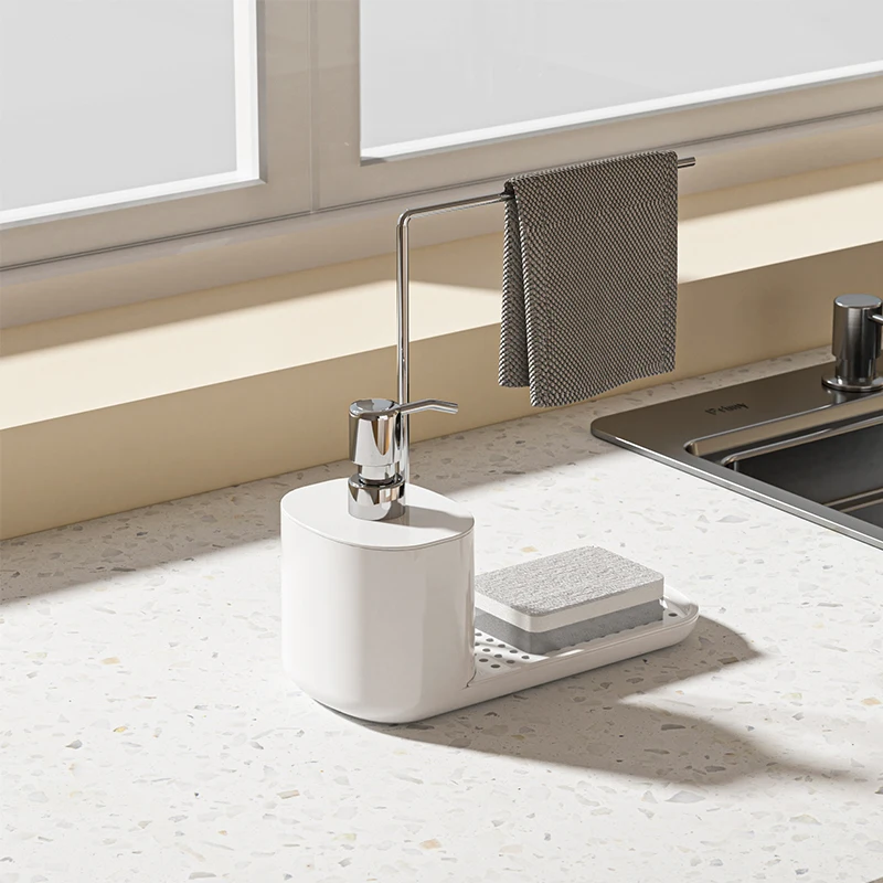 Innovation 3-in-1 Automatic and Manual Press Hand Soap Dispenser Liquid Soap and Sponge Holder for Bathroom and Kitchen Use