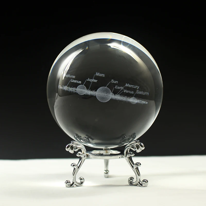 3D Planets Ball Crystal Solar System Globe Engraving Glass Model Ball Feng Shui Home Decor