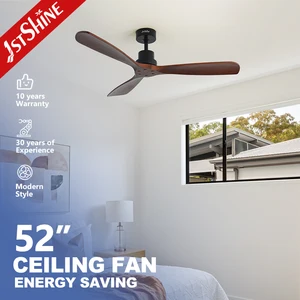 1stshine Ceiling Fan Bedroom Red Solid Wood 3 Blades Simple Design Dc Remote Ceiling Fan