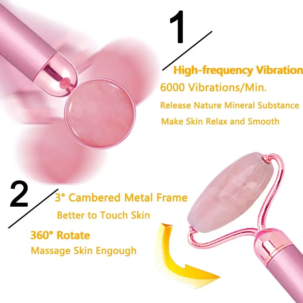 RTS Best Price Sonic Vibrating Private Label Face Lifting Massage Facial Gua Sha Set Quartz Jade Roller Christmas Women Gifts