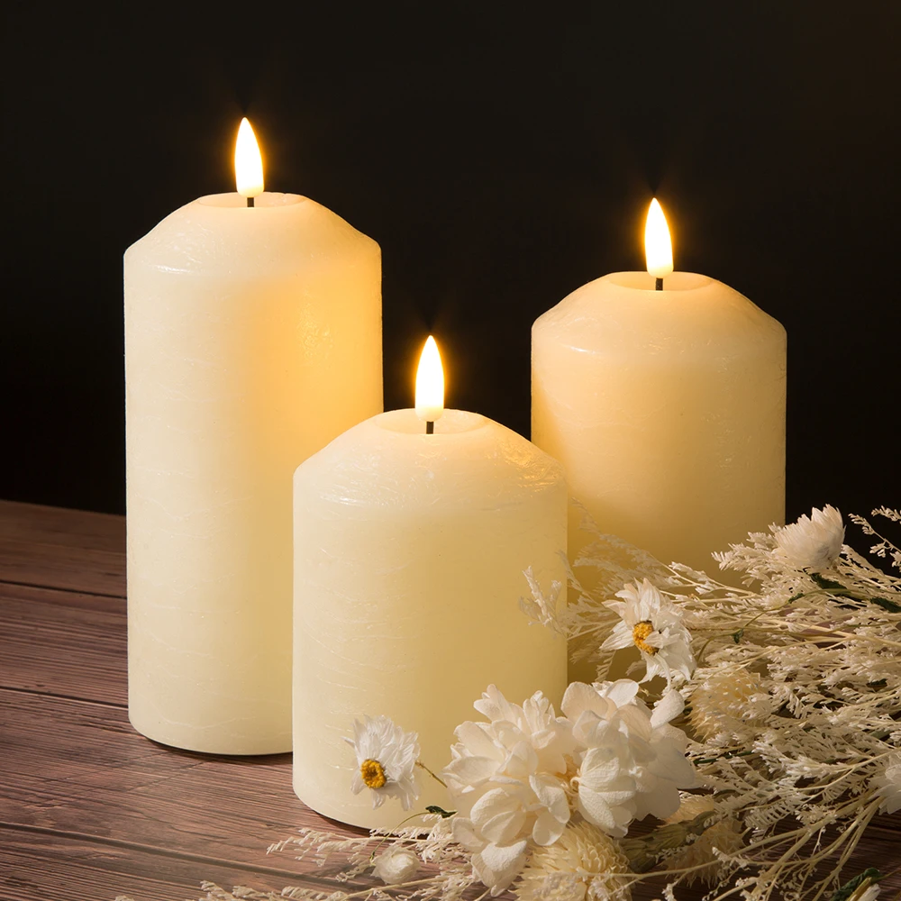 Лидер продаж от Matti объемная гофрированная стойка с настоящим пламенем украшение для дома Светодиодная свеча дистанционным