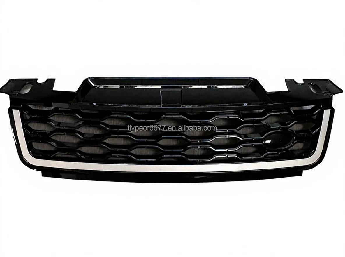 product tiypeor car front bumper mesh grille for land rover range rover sport 2018   2020 car accessories all black silver upper grille-6