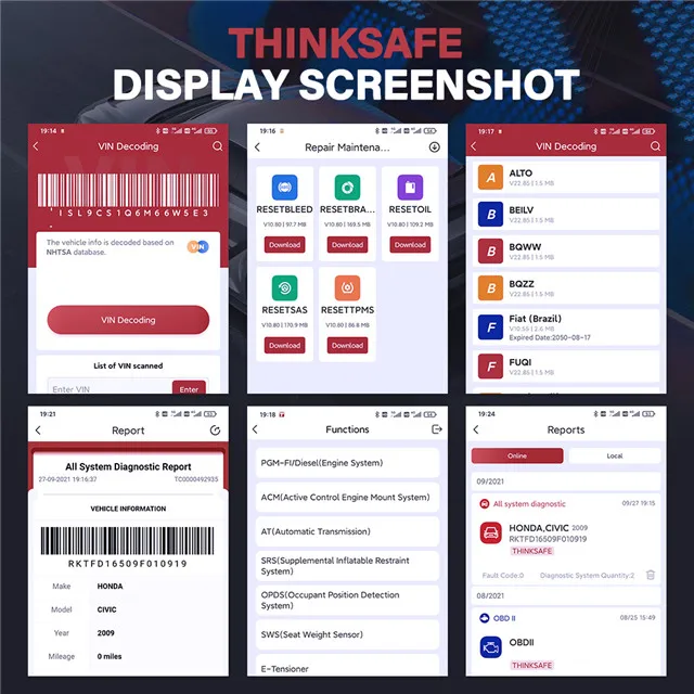 2023 newestTHINKCAR THINKSAFE Bluetooth OBD2 Automotive Scanner All System All Makes Free 5 Resets OBD 2 Car Diagnostic Tool