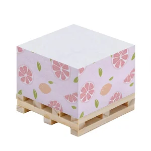 Custom 4-Sided Logo Printed Self-Adhesive Note Paper Block Wooden Pallet Memo Cube Pad with Customizable Sides