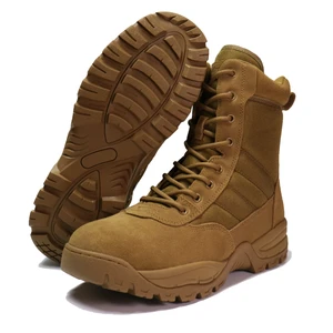 Factory ODM OBM Custom Suede Leather Tactical Boots with Side Zipper