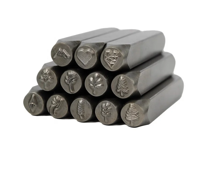 Metal Design 6mm 1/4" 12 Pieces Stamping Jewelry Punch Tool Set,Hand