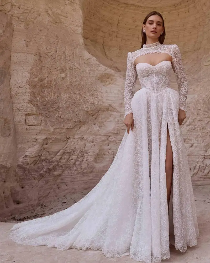 Mily Bridal MHL695 A-Line Sweetheart Basque Waist Lace Wedding Dress with  Lace Bolero Jacket| Alibaba.com